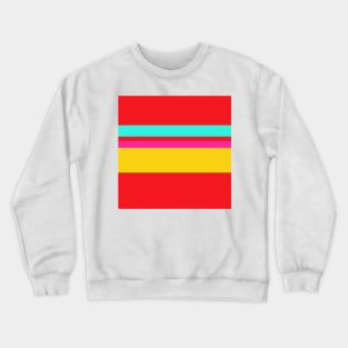 A fashionable combo of Cherry Red, Persian Rose, Golden Yellow and Fluorescent Blue stripes. Crewneck Sweatshirt